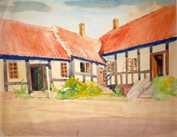 Mária Barta: village street, 1940 + 5 drawings