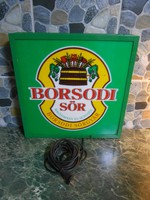 Retro Borsodi sör reklámlámpa neon díszvilágítás