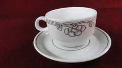Lilien porcelain austria, coffee cup + placemat. With brown stripe and brown motif. He has!