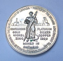Kanada,Ontario bányászati emlékérem 1967.