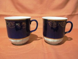 2 db kék-arany színű orosz bögre, csésze