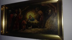 Miklósi M. Ödön - Jézus születése - olajfestmény 1 forintról!