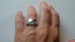 B3 - Fémjelzett 925 ezüst gyűrű gyöngyház berakással