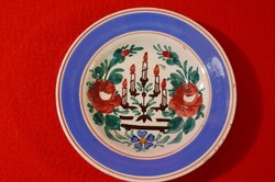 Antik hollóházi népi kerámia tányér