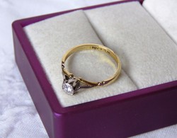 18 k arany-platina-gyémánt gyűrű - gyönyörű, antik ékszer