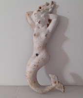 Régi öntött vas sellő dísz vintage figurális falidísz  29 cm