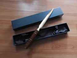 Bőr nyelű luxus réz levélbontó kés - (művészi kézimunka)