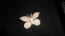 Zircon gold butterfly pendant