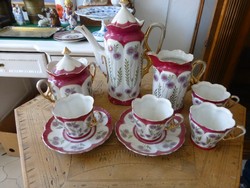 Extrém ritka,antik XIX. századi,Lukafai,Zsolnay,rózsaszín teáskészlet
