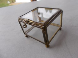 Antique glass box with copper fittings