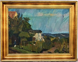 Jenő Benedek Id. (1906 - 1987) landscape c. Gallery oil painting 95x75cm with original guarantee!!