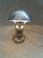 Art-deco Mofém gomba lámpa működő órával márvány talpon 