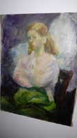 Ősz Dénes - Fiatal lány portréja-1957-1959? - olajfestmény 1 forintról,garanciával!