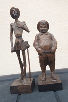 Don Quijote és Sancho fa szobor készlet