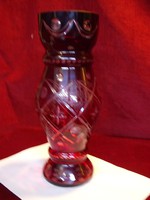 Polished glass, burgundy crystal vase. 31 cm high. He has!