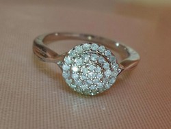  Szépséges 0,25ct valódi gyémántköves ezüst gyűrű igazolással