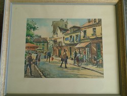 Dél Francia  akvarell? egy művésztől   galériás keretben utcarészlet