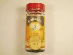 Retro papír címkés fűszeres üveg - Chili - Compack - 1980-as évekből