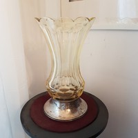 Üveg váza ezüst talpas Moser