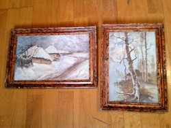 In pairs with the original frame of 2 1943 v.Ilychenko (Soviet-Ukrainian) paintings-o / v and o / wood only together e