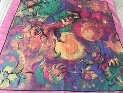 Italian  art scarf with romantic design from Feliciani from the 80ies