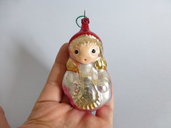 Ritka retro,vintage,üveg kislány alakú karácsonyfadísz