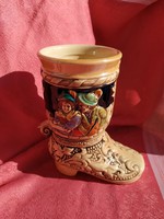 Decorative ceramic boots, jug, pen holder