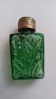 Cseppentős zöld színű  parfümös üveg réz tetővel
