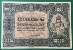 NAGYON SZÉP (VF) ÉS RITKA, NAGYALAKÚ 10.000 KORONA 1920 !