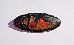 Miniatűr aprólékosan kidolgozott kézi festésű orosz/szovjet bross