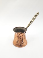 Török réz/bronz kávés kiöntő  - kávéfőző edény - kalapált poncolt fémlemez és öntött nyél