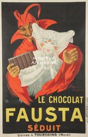Ördögös csokoládé reklám - Le Chocolat Fausta Séduit. Henry le Monnier vintage/antik plakát reprint