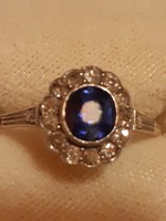 Valentine's Day Sale! Wonderful antique 14k. Gold ring with sapphires and glasses (25 ct.)