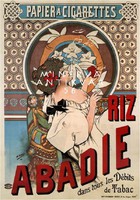Riz abadie french cigarette paper tobacco advertising mucha 1898 vintage / antique art nouveau poster reprint