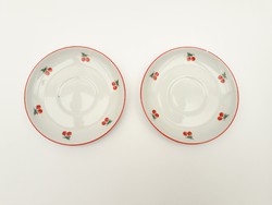 2 db Alföldi retro porcelán cseresznye mintás csészealj, kis hibákkal