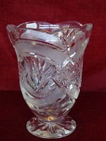 Lead crystal glass vase, richly polished, wonderful piece. He has!