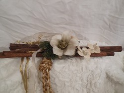 Christmas tree decoration - 47 x 8 cm - with cinnamon sticks - with large textile tassels - with silk flowers - flawless