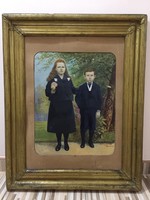 Karczaghy József portré 1916 Sarkad /a festmény hátulján a két gyermek neve és kora)