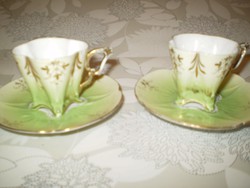 Régi formás mokkás (snapszos) porcelán csésze alátéttel 2 darab