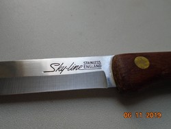 Sky-line STAINLESS ENGLAND jelzéssel vintage réz szegecses Pakkawood nyelű kés