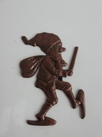 Bronzírozott bányász törpe fali figura 