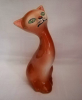 Ritka festésű nagy méretű art deco Gránit cica,macska