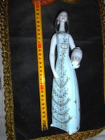 Art deco Hollóházi porcelán figura- korsós lány 28 cm