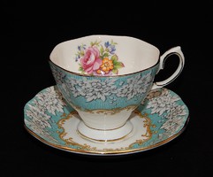 Royal Albert "Enchantment" gyönyörűséges türkizkék TEÁS csésze aljjal