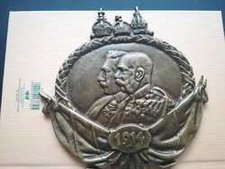 1914-es Ferenc József és Vilmos császár plakett FB mesterjegy 