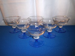 Martinis készlet 6 db üveg kristály kék talpas pohár