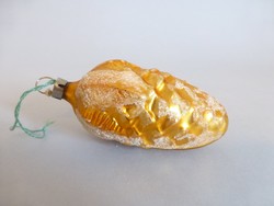 Retro,vintage,üveg festett arany toboz alakú karácsonyfadísz