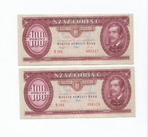 100 Forint 1993 sorszámkövető 2 db
