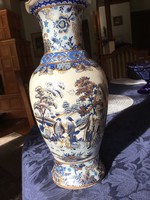 Antik kínai váza, aranykontúros, 31 cm-es