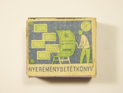 Retro gyufa reklám fa gyufásdoboz - Nyeremény betétkönyv - 1960-as évekből
